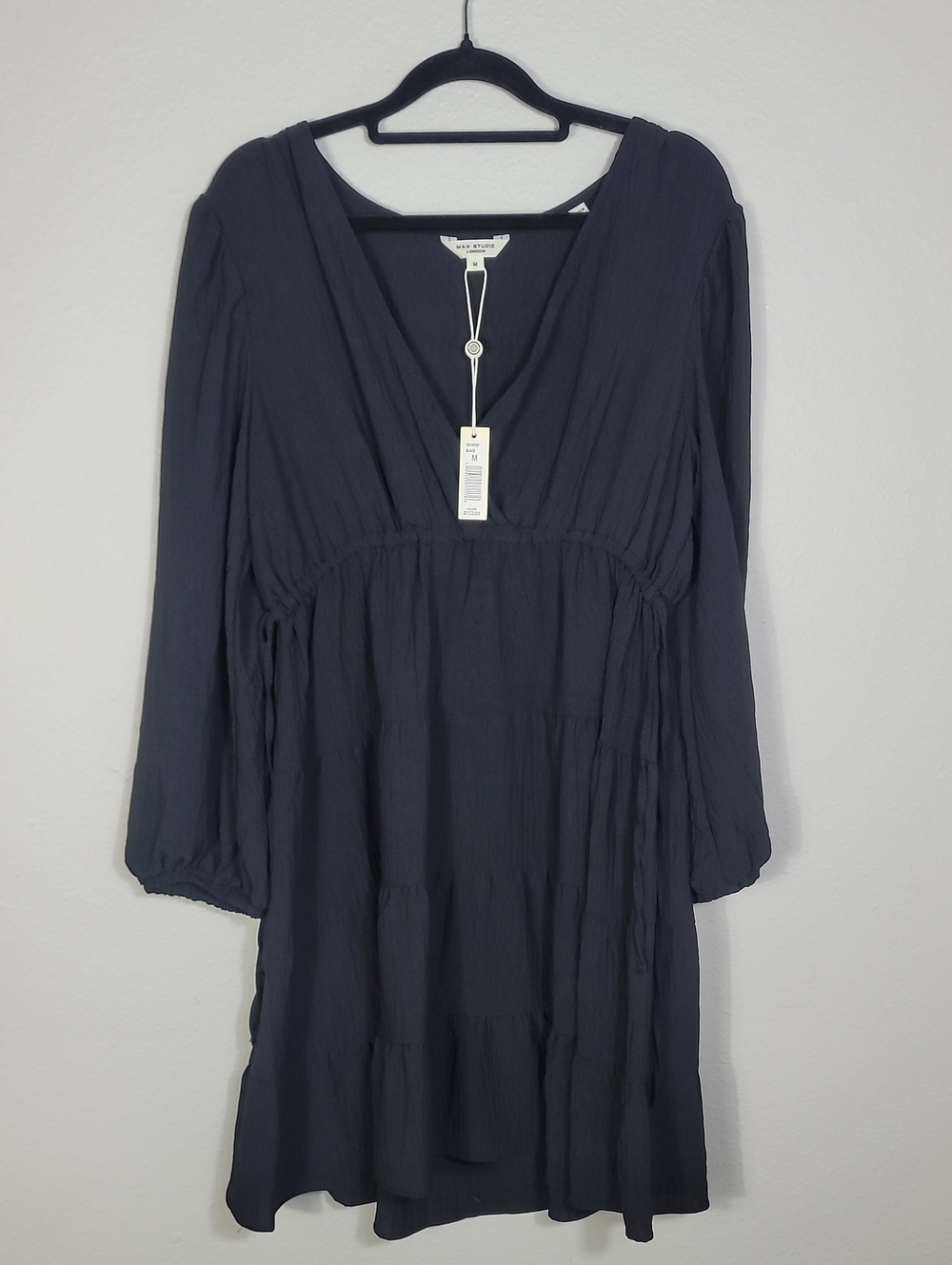 NWT Max Studio London Babydoll Mini Dress Size Medium Black Cottagecore